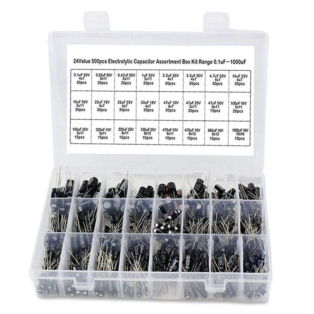 Capacitor Kit Assortment - مجموعة مكونات إلكترونية من 500 قطعة