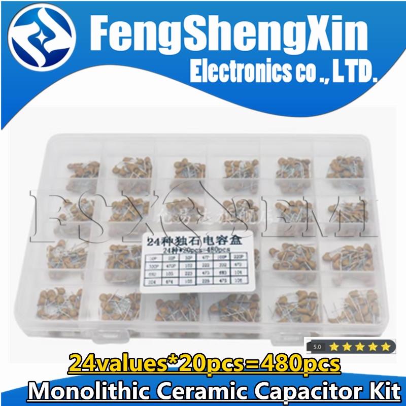 Capacitor Kit Assortment - 24 قيم * 20 قطعة =