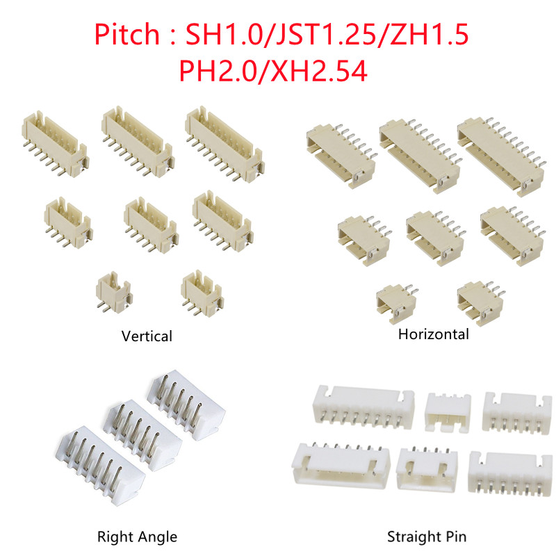 Male Female Header Pin - 10 قطعة SH/JST/ZH/PH/XH الملعب 1.0 مللي