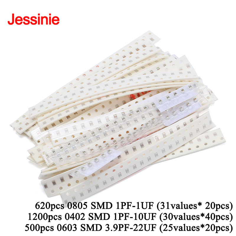 Capacitor Kit Assortment - 500-1200 قطعة من مكثفات SMD 0805