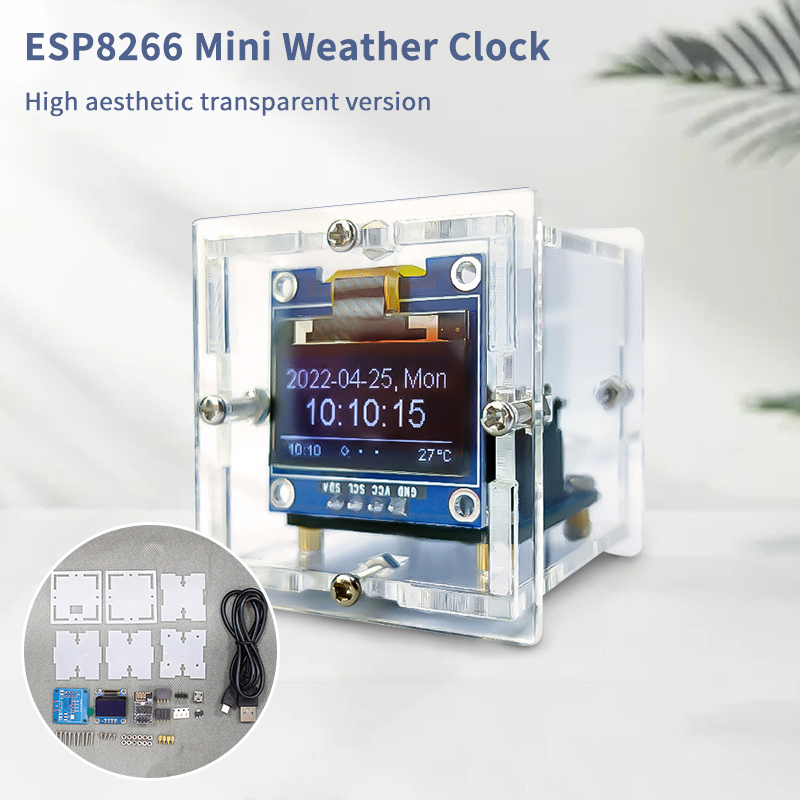 طقم ساعة الطقس المصغرة ESP8266 - مراجعة Diy Electronics Soldering Kit وسعره